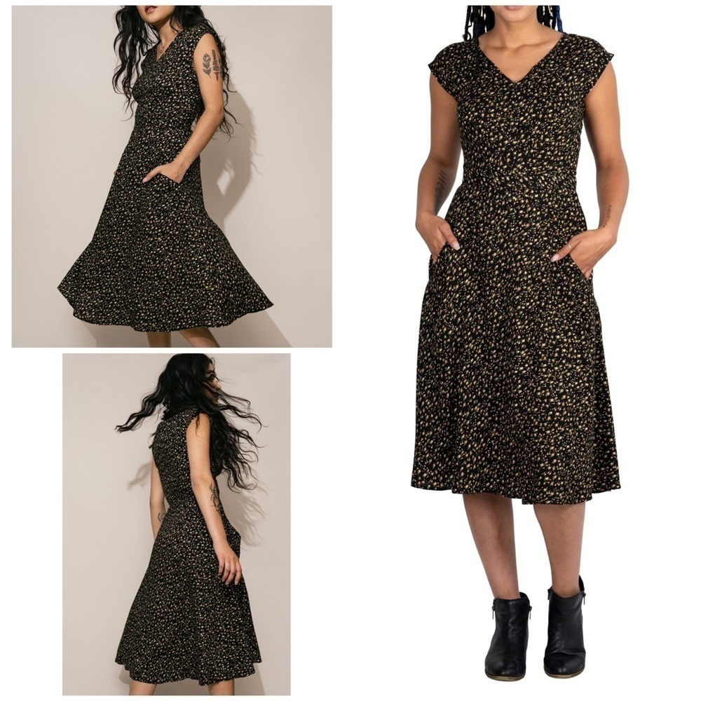 Field Day Xena Rose Bud Floral Small Batch Made in USA Women Owned Midi Dress XS